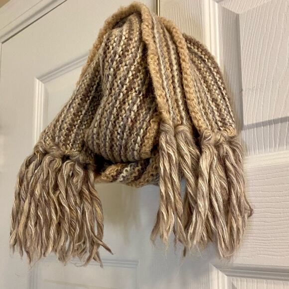 Aris Tan Striped Knit Tassel Scarf Unisex Womens One Size - Picture 3 of 13